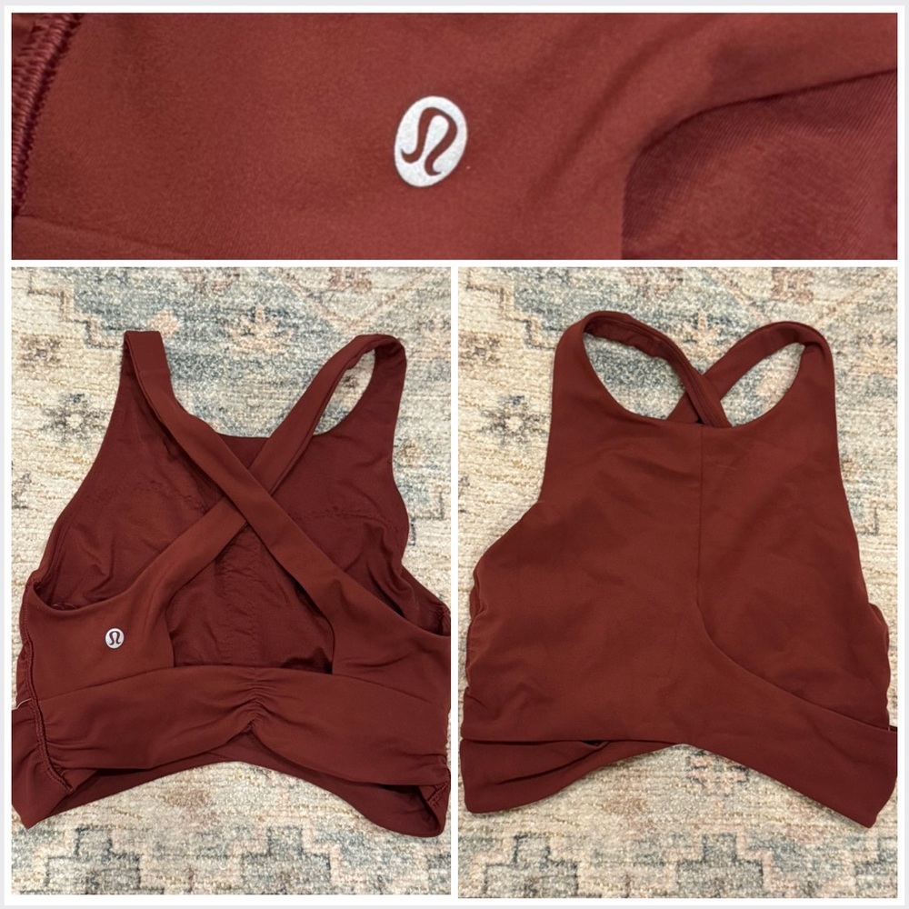 Lululemon rustic sz 4 Sports Bra thick strap cross over back new